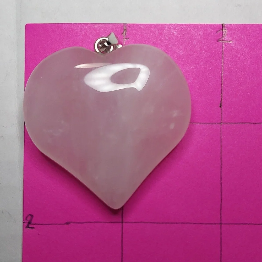 Rose Quartz stone Heart Pendant and Rose Quartz stone 8mm bead bundle #1 - Picture 7 of 7